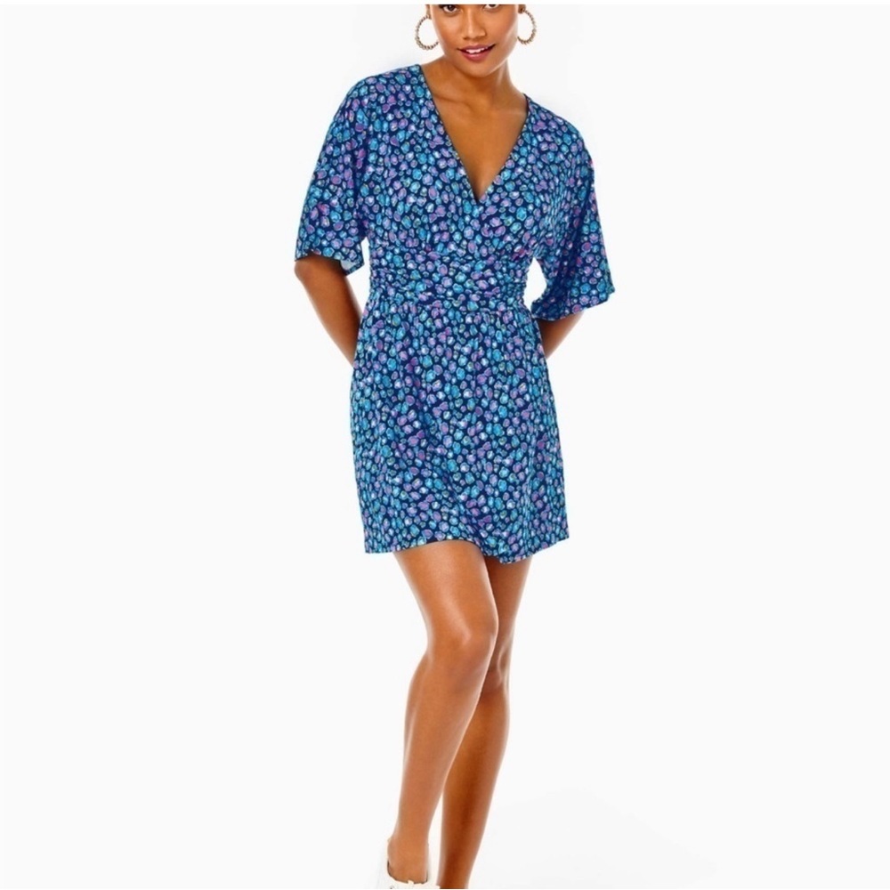 Lilly Pulitzer Blue Floral Short Jumpsuit